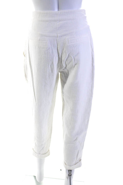 Rebecca Minkoff Womens Zipper Fly High Rise Cropped Pants White Cotton Size 0