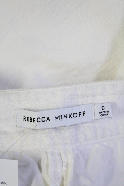 Rebecca Minkoff Womens Zipper Fly High Rise Cropped Pants White Cotton Size 0