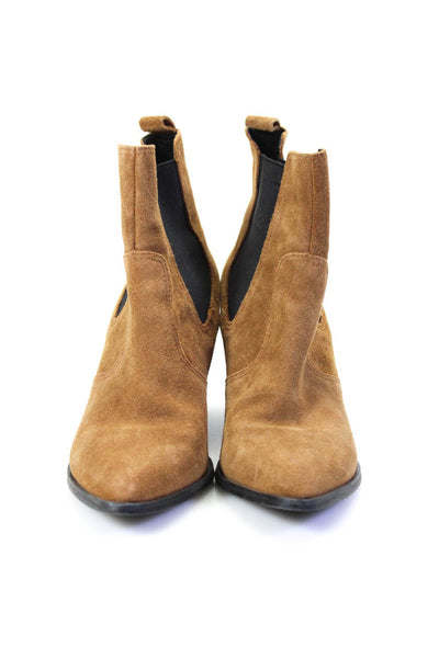 Steve Madden Womens Brown Suede Block Heels Ankle Boots Shoes Size 7M