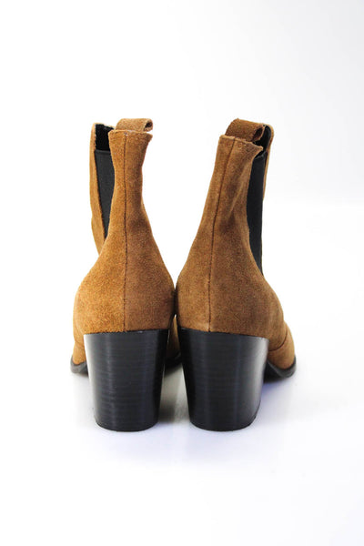 Steve Madden Womens Brown Suede Block Heels Ankle Boots Shoes Size 7M