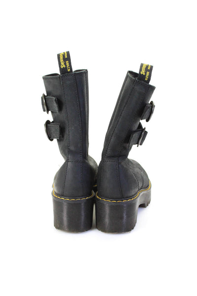 Dr. Martens Womens Black Zip Buckle Detail Midi Platform Boots Shoes Size 6