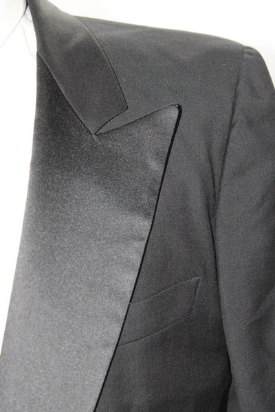 Ermenegildo Zegna Mens Black One Button Long Sleeve Tuxedo Blazer Size 40