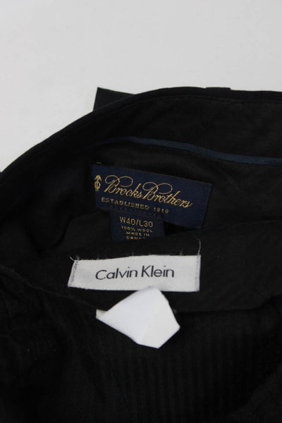 Brooks Brothers Calvin Klein Mens Black Wool Pleated Dress Pants Size 40 Lot 2