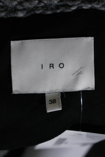 IRO Womens Gray Chunky Knit Full Zip Collar Long Sleeve Jacket Size 38