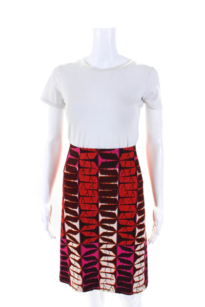 Anthropologie Womens Red Cotton Printed Sleeveless Crop Top Skirt Set Size 6