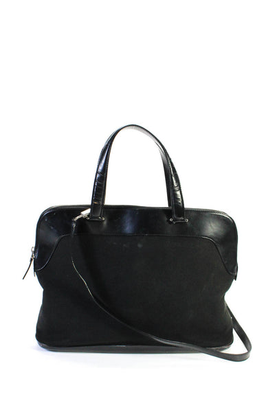 Salvatore Ferragamo Womens Black Leather Strap Zip Medium Satchel Bag Handbag