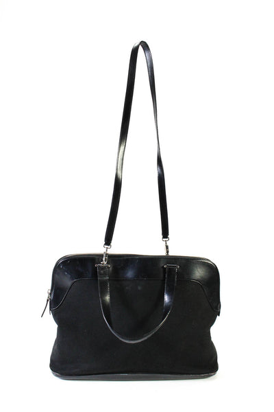 Salvatore Ferragamo Womens Black Leather Strap Zip Medium Satchel Bag Handbag