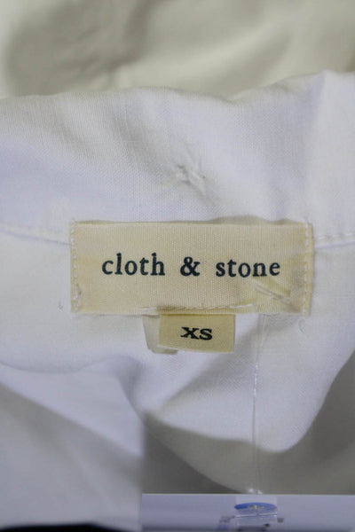 Cloth & Stone Womens Draped Hem Short Sleeve Button Down Blouse White Size XS