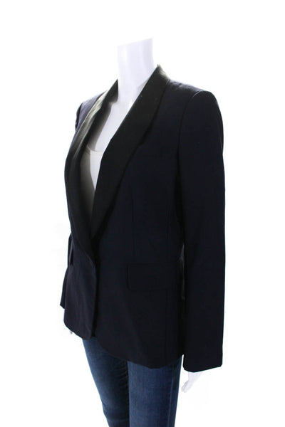 J Crew Womens Wool Shawl Lapel One Button Blazer Jacket Midnight Blue Size 2