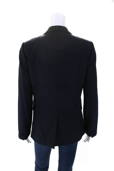 J Crew Womens Wool Shawl Lapel One Button Blazer Jacket Midnight Blue Size 2