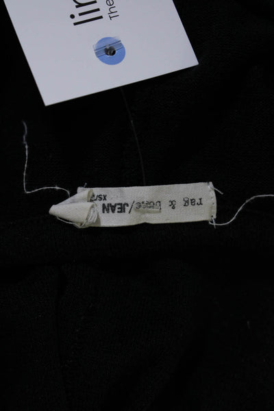 Rag & Bone Jean Womens Textured Long Sleeve Split Hem Shirt Top Black Size XS