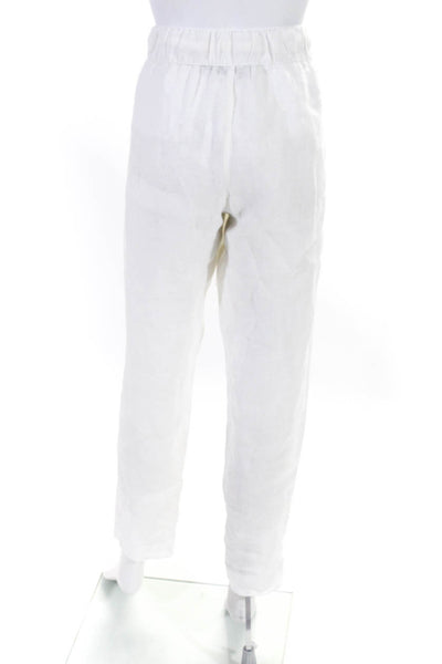 Enza Costa Womens Mid Rise Tapered Leg Elastic Waist Pants White Linen Size 3