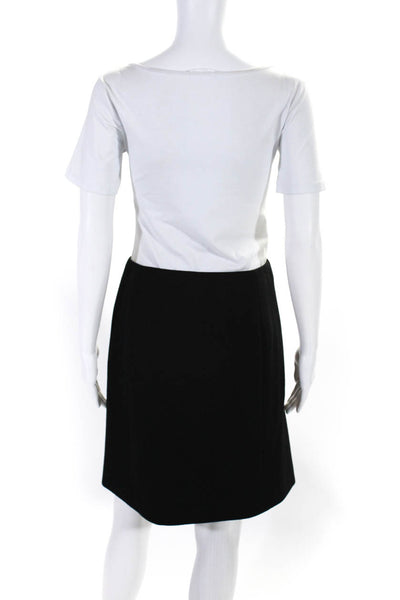 Prada Womens Jeweled  Applique Wrap Skirt Black Wool Size EUR 42