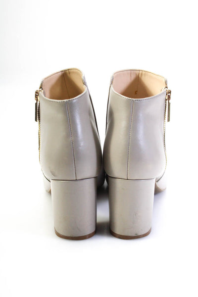 Karl Lagerfeld Womens Side Zip Block Heel Susie Ankle Booties Gray Leather 8.5M