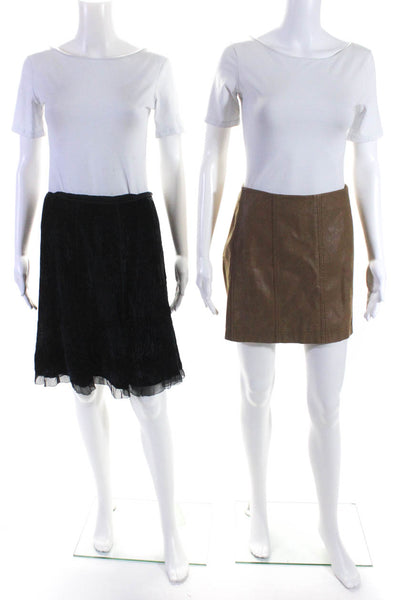 Free People Elie Tahari Womens A-Line Flared Skirts Brown Black Size 4 S Lot 2