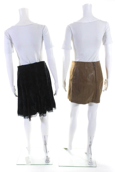 Free People Elie Tahari Womens A-Line Flared Skirts Brown Black Size 4 S Lot 2