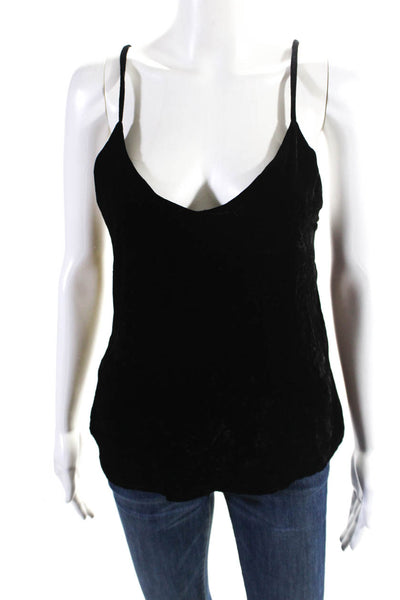 Reformation Womens Silk Velvet Spaghetti Strap V-Neck Camisole Top Black Size S