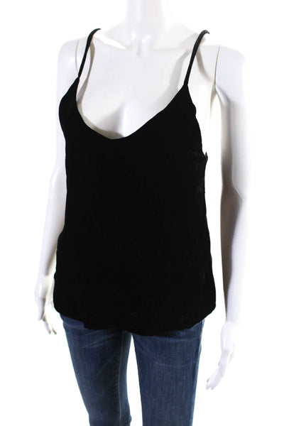 Reformation Womens Silk Velvet Spaghetti Strap V-Neck Camisole Top Black Size S