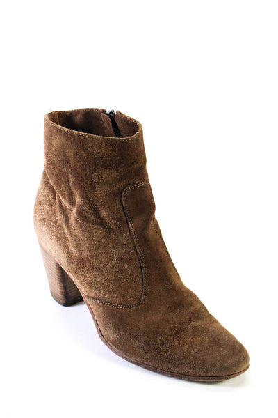 Alberto Fermani Womens Suede Pointed Top Zip Up Ankle Boots Brown Size 39 9