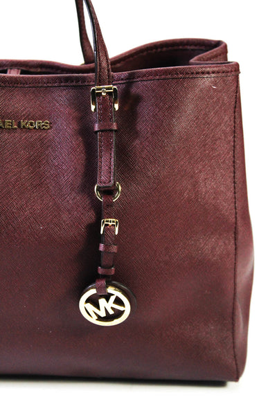 Michael Kors Womens Hook + Eye Closure Shoulder Bag Tote Bag Burgundy