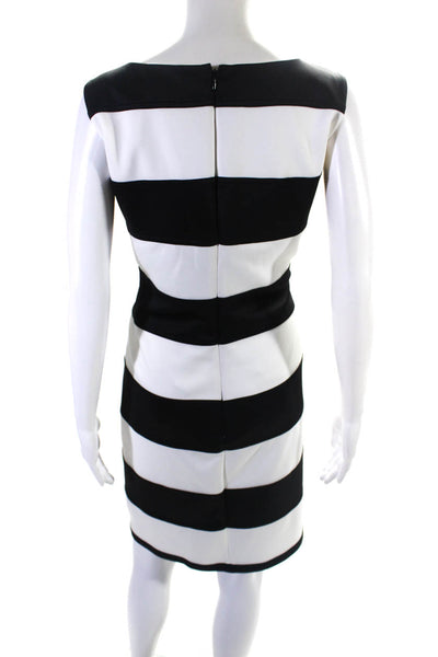 Calvin Klein Womens Black White Striped Crew Neck Sleeveless Shift Dress Size 12