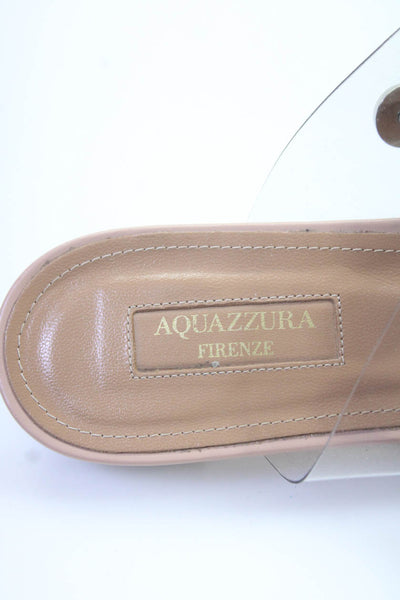 Aquazzura Womens Leather Crystal Detail Two Strap Sandals Pink Size 39.5 9.5