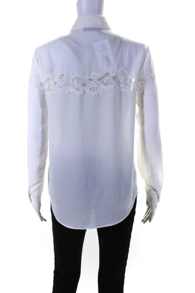 The Kooples Womens Knit Detail Button Down Blouse White Size Extra Small