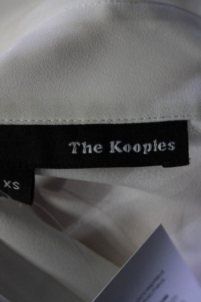 The Kooples Womens Knit Detail Button Down Blouse White Size Extra Small