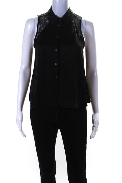 Equipment Femme Womens Silk Button Down Tank Top Black Size Extra Small