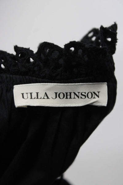 Ulla Johnson Womens Cotton Embroidered Cut Out V-Neck Blouse Top Black Size 0