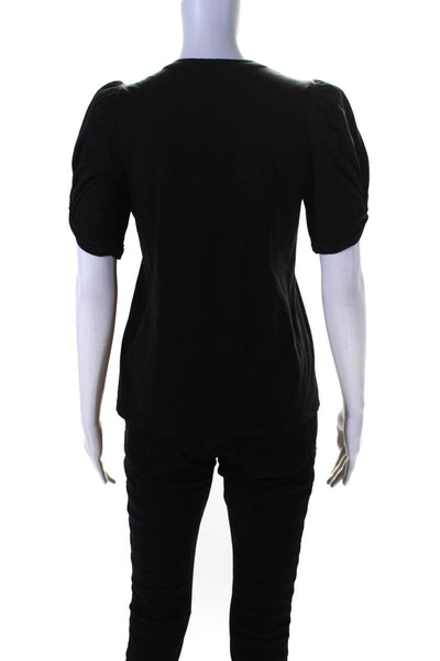 A.L.C. Womens Cotton Round Neck Short Sleeve Pullover T-Shirt Top Black Size XS