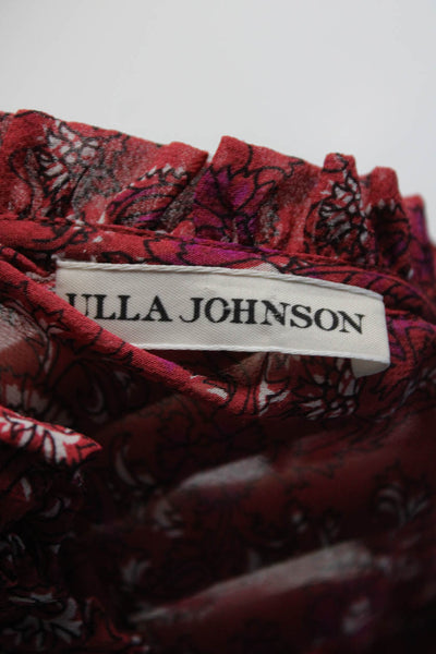 Ulla Johnson Womens Silk Floral V-Neck Sleeveless Pullover Blouse Top Red Size 0