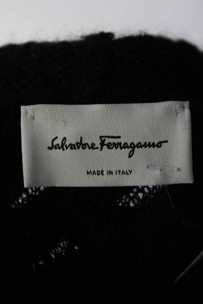 Salvatore Ferragamo Womens Long Flounce Sleeve Turtleneck Sweater Black Size S