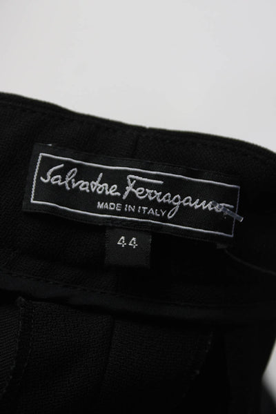 Salvatore Ferragamo Womens Pleated Front Straight Leg Dress Pants Black Size 44