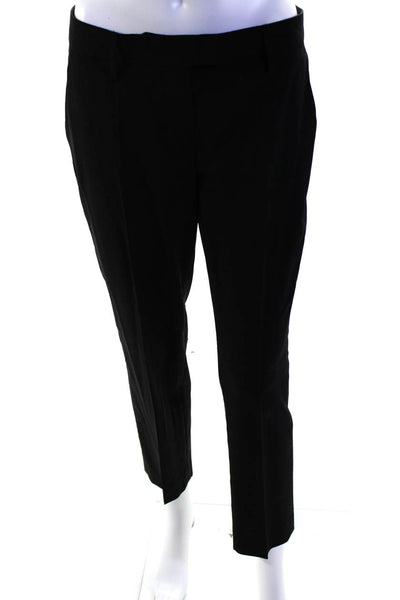 Prada Womens Wool Hook & Eye Zipped Tapered Leg Dress Pants Black Size EUR40