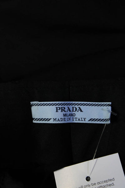 Prada Womens Wool Hook & Eye Zipped Tapered Leg Dress Pants Black Size EUR40