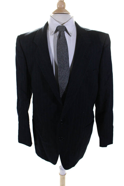 Mani By Giorgio Armani Mens Pinstripe Two Button Blazer Jacket Dark Gray Size 40