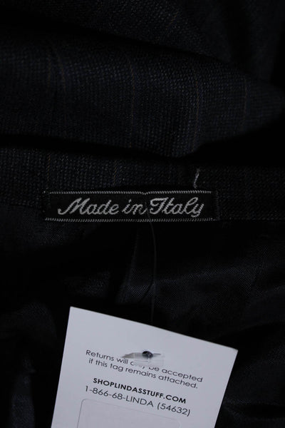 Mani By Giorgio Armani Mens Pinstripe Two Button Blazer Jacket Dark Gray Size 40