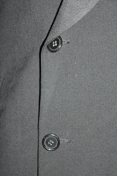 Paul Stuart Mens Satin Peak Lapel Double Breasted Blazer Jacket Black Size 39