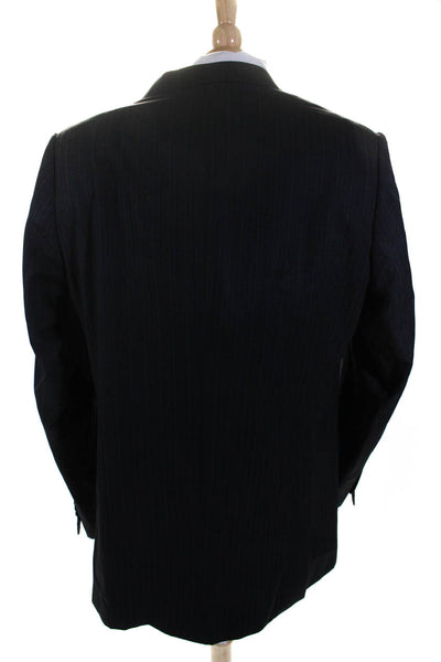 Ermenegildo Zegna Mens Pinstripe Blazer Jacket Dark Gray Blue Size IT 58