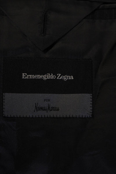 Ermenegildo Zegna Mens Pinstripe Blazer Jacket Dark Gray Blue Size IT 58