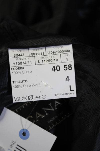 Canali Mens Pinstripe Sateen Two Button Blazer Jacket Gray Wool Size 40