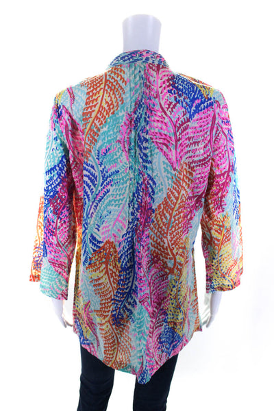 Lilly Pulitzer Womens Long Sleeve V Neck Abstract Shirt Multicolored Size Medium