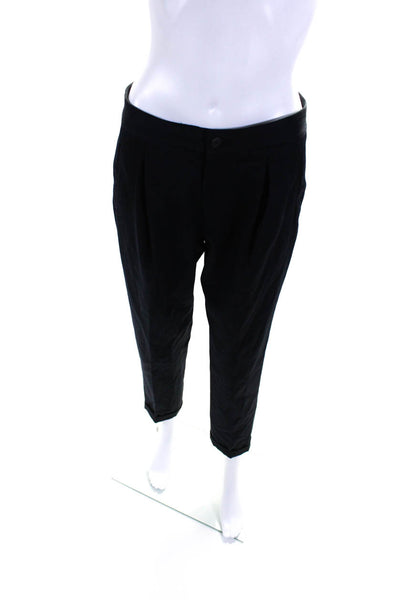 Rag & Bone Womens Black Wool Pleated High Rise Taper Leg Dress Shirt Size 2