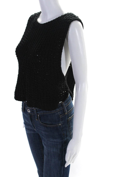 Cotton By Autumn Cashmere Womens Cotton Knit Round Neck Tank Top Black Size M