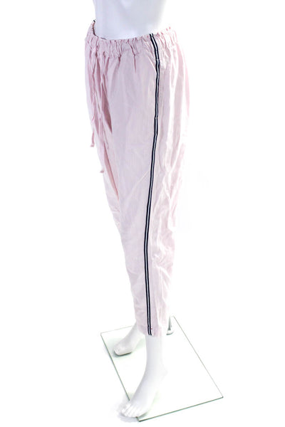 Xirena Womens Cotton Striped Print Ruched Tied Straight Leg Pants Pink Size S