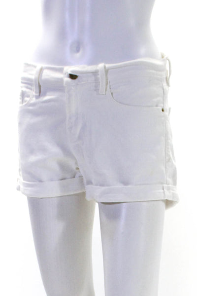 Frame Womens Cotton Le Cut-Off Cuffed Hem Buttoned Shorts White Size EUR26