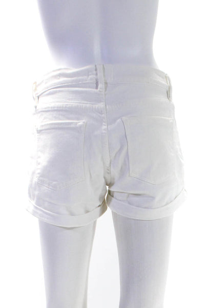 Frame Womens Cotton Le Cut-Off Cuffed Hem Buttoned Shorts White Size EUR26