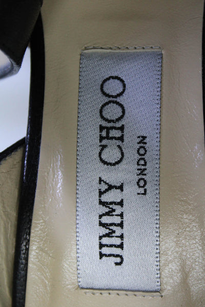 Jimmy Choo Womens Leather Open Toe Criss Cross Strappy Sandals Black Size 8 38EU