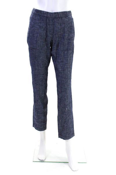 Theory Womens Linen Pull On Northsound Tierra Wash Slim Leg Pants Blue Size 2